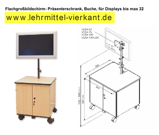 Flachgroßbildschirm- Präsenterschrank ST25-C in Dekor Buche