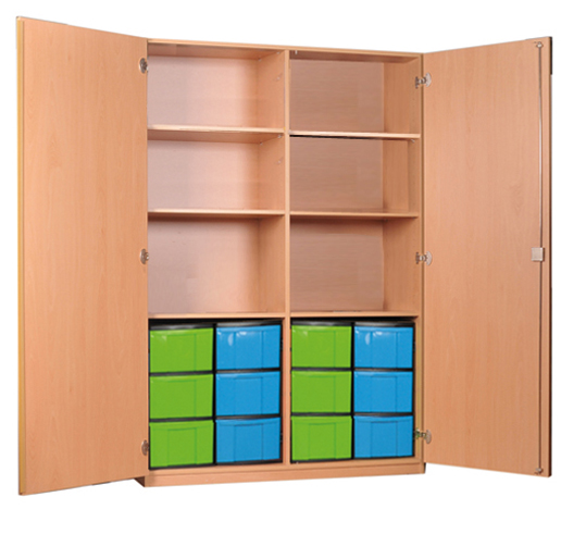 Materialschrank mit Modulboxen, Eigentumsschränke für Schulen