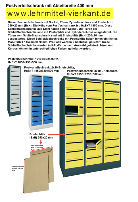 Postverteilschrank aus Stahl, Postverteilschränke, Schließfachschränke